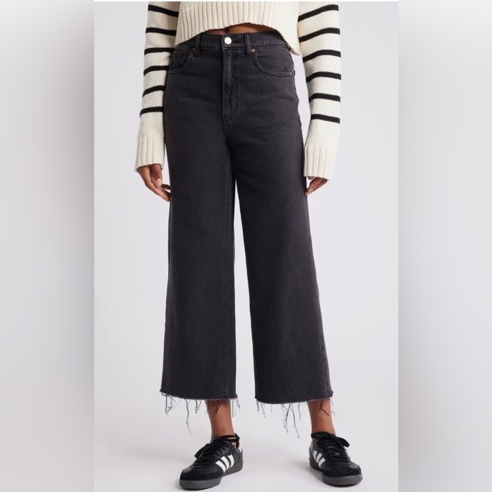 PacSun Low Rise Baggy Wide Jeans Washed Black Cropped
